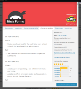Ninja Forms, para la creación de formularios