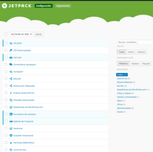 Algunos plugins con Jetpack