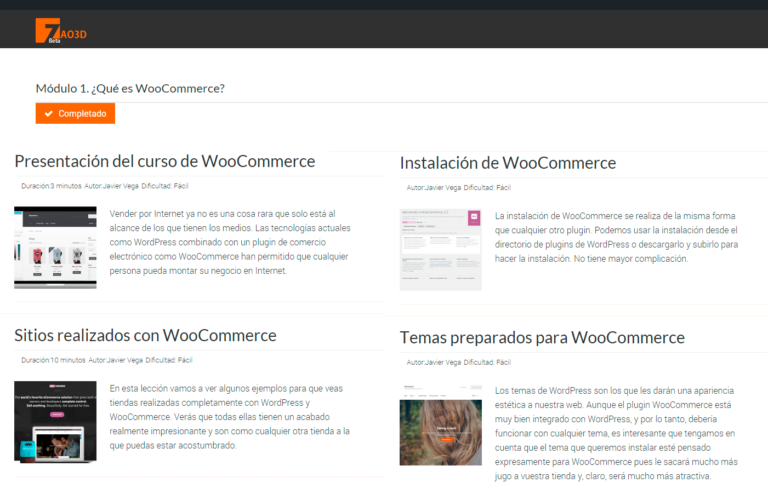 Primer módulo del curso de WooCommerce
