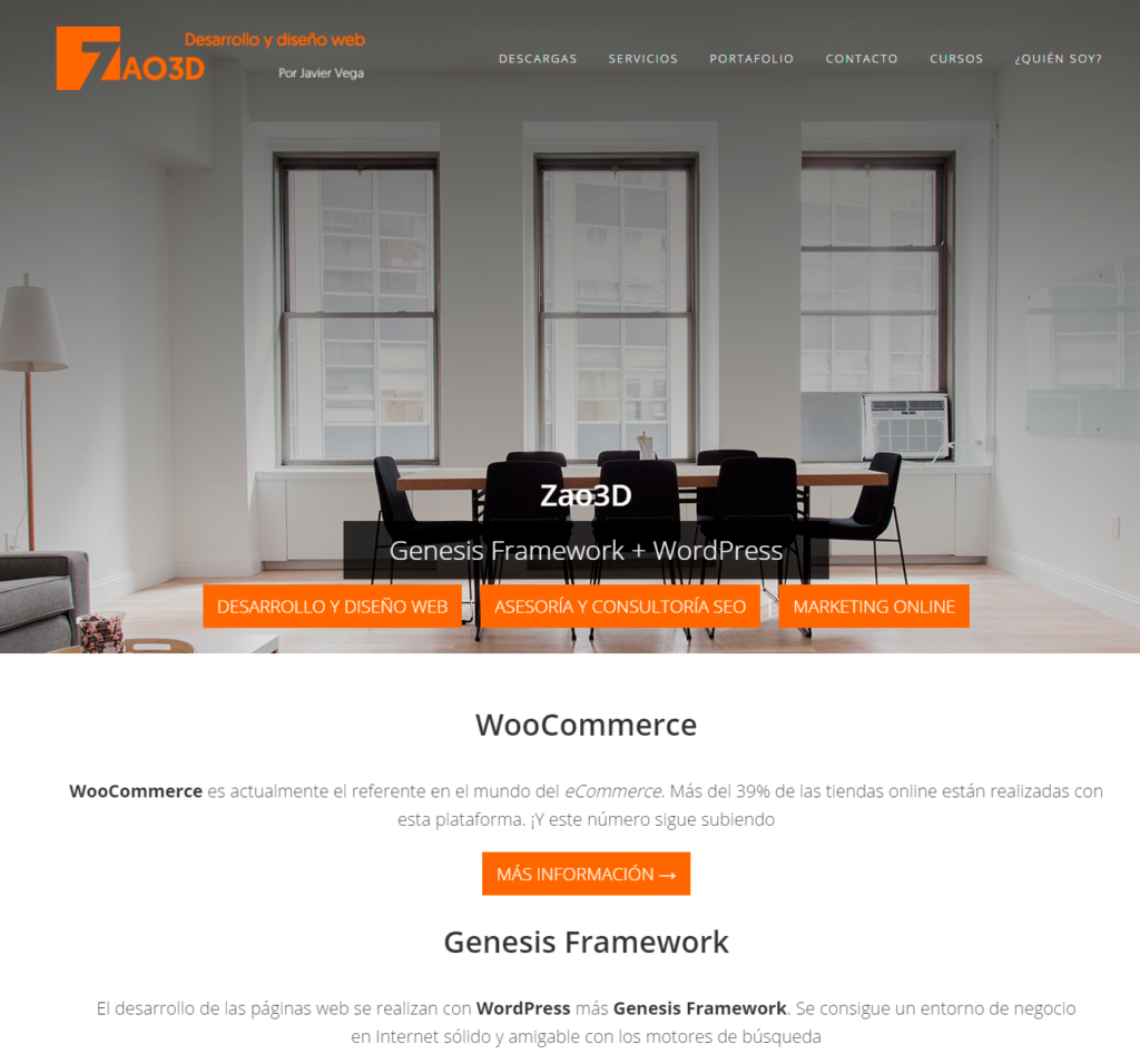 Página web sobre desarrollo web de Javier Vega (Zao3D)
