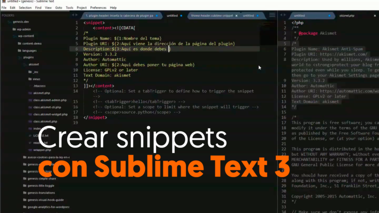 Crear snippets con Sublime Text 3
